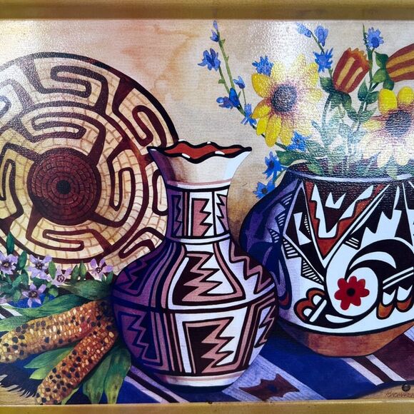 Metal Lap Tray Vintage Pottery Southwestern Native Retro Y2k Granny Core - Picture 8 of 11